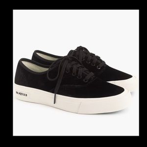 NEW SeaVees x J.Crew Legend Black Velvet Sneakers